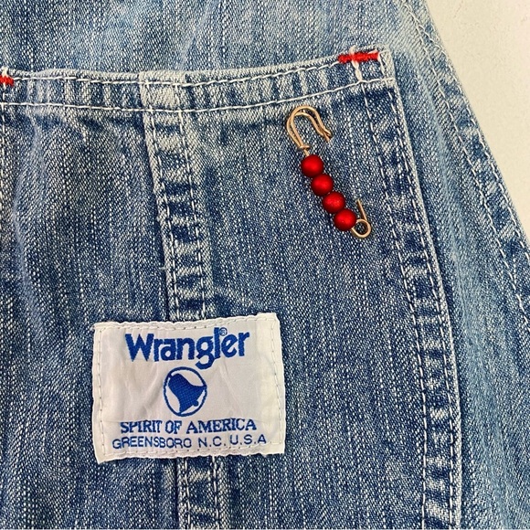 Vintage 90s Wrangler Overalls Womens Size 8 Medium Floral Hand Painted Handmade - Picture 5 of 16